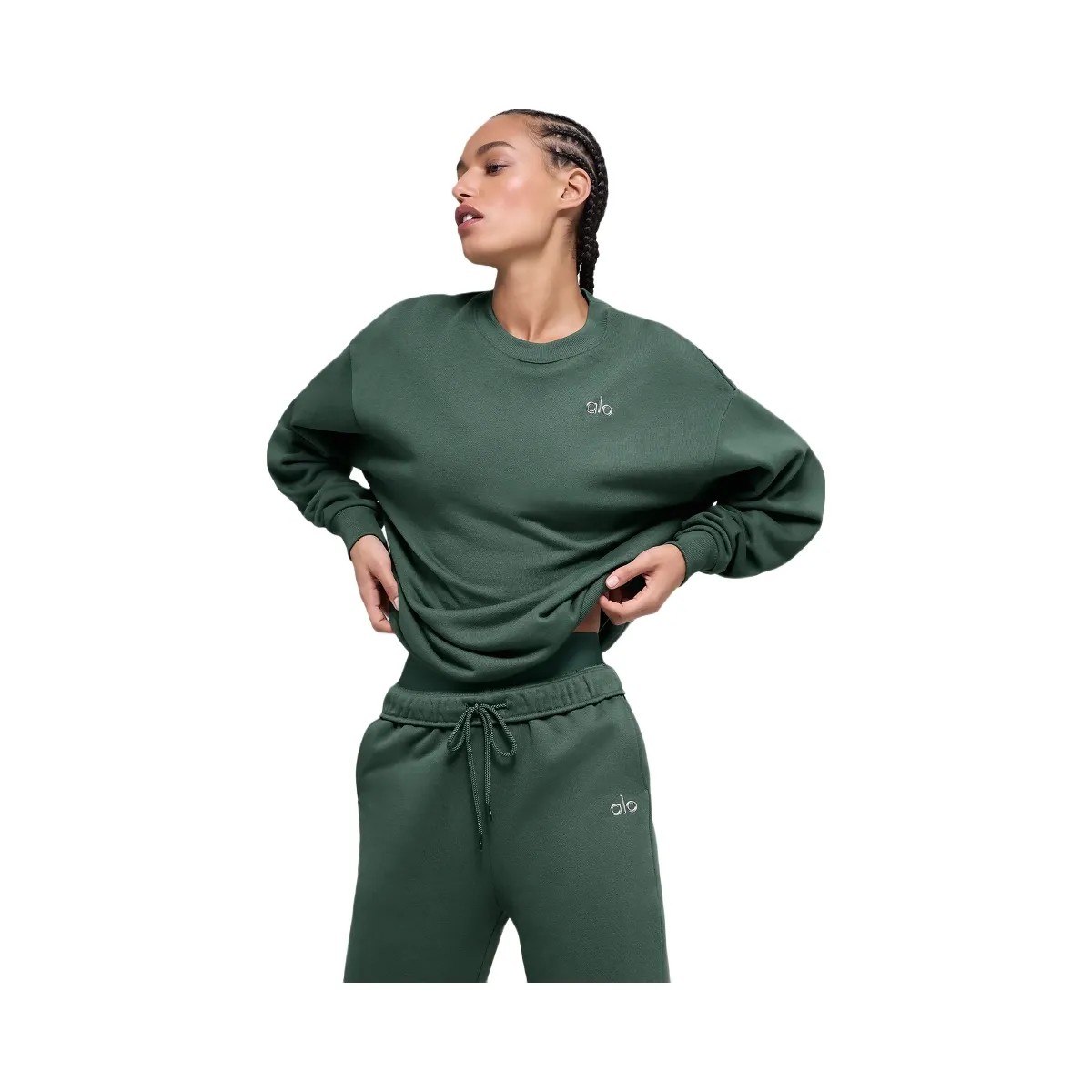 Alo Women's Accolade Crew Neck Pullover - Clover Green - HypeFly India View 2