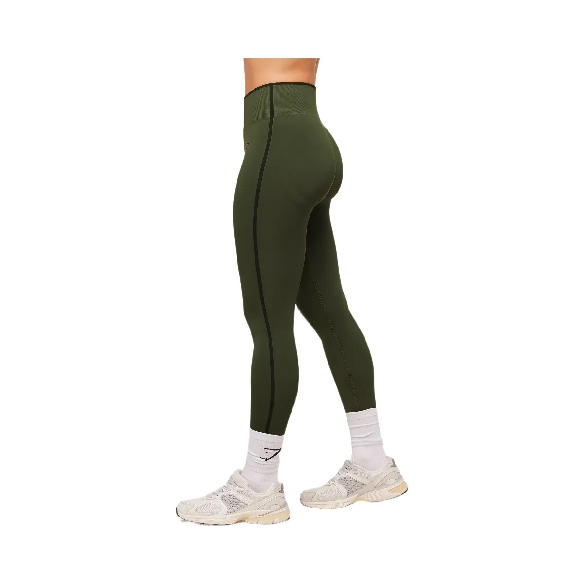 Gymshark Everyday Seamless Contrast Legging - Winter Olive/Black - HypeFly India View 6