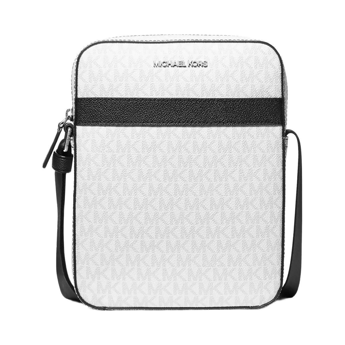 Michael Kors Cooper Signature Logo Flight Bag Bright Wht - HypeFly India View 1