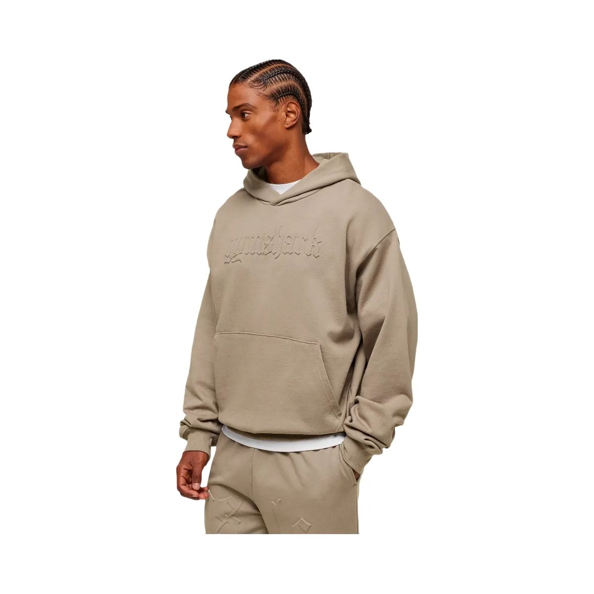 Gymshark Embossed Boxy Hoodie - Lifestyle Brown - HypeFly India View 3