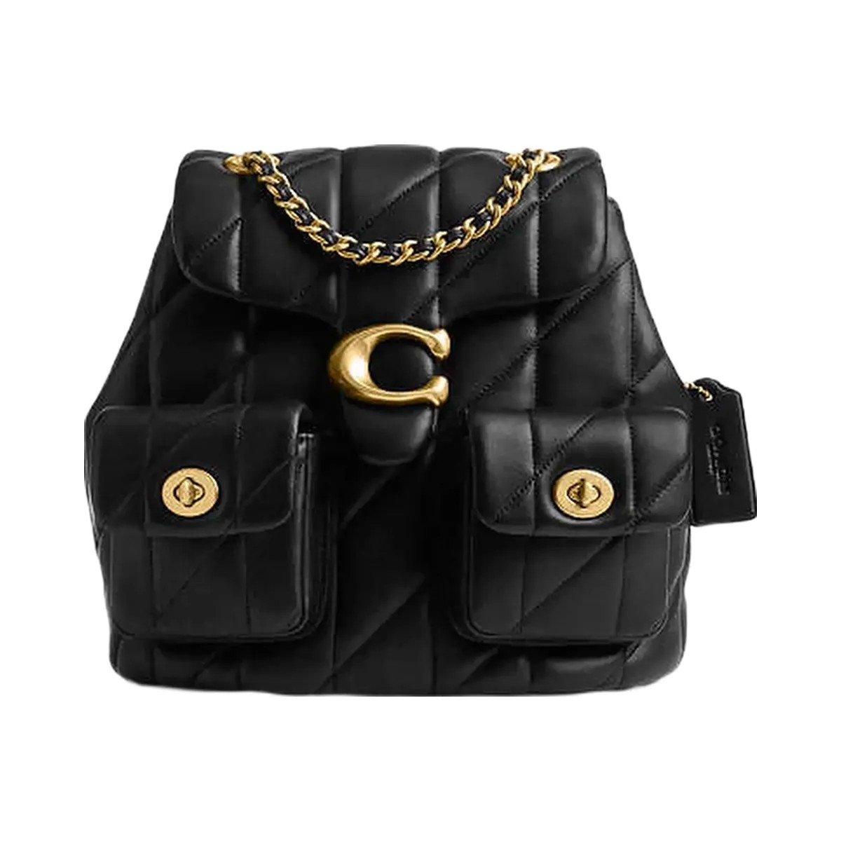 Coach Tabby Backpack With Pillow Quilting Nappa Leather-Brass-Black - HypeFly India View 1