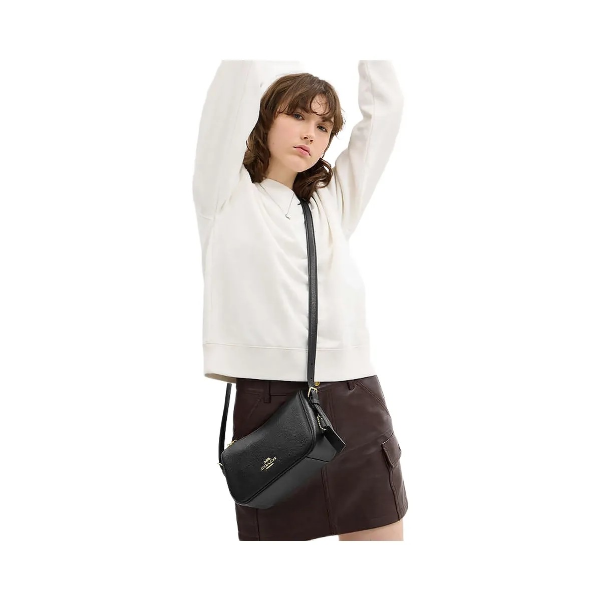 Coach Kailey Shoulder Bag Pebbled Leather-Gold-Black - HypeFly India View 2