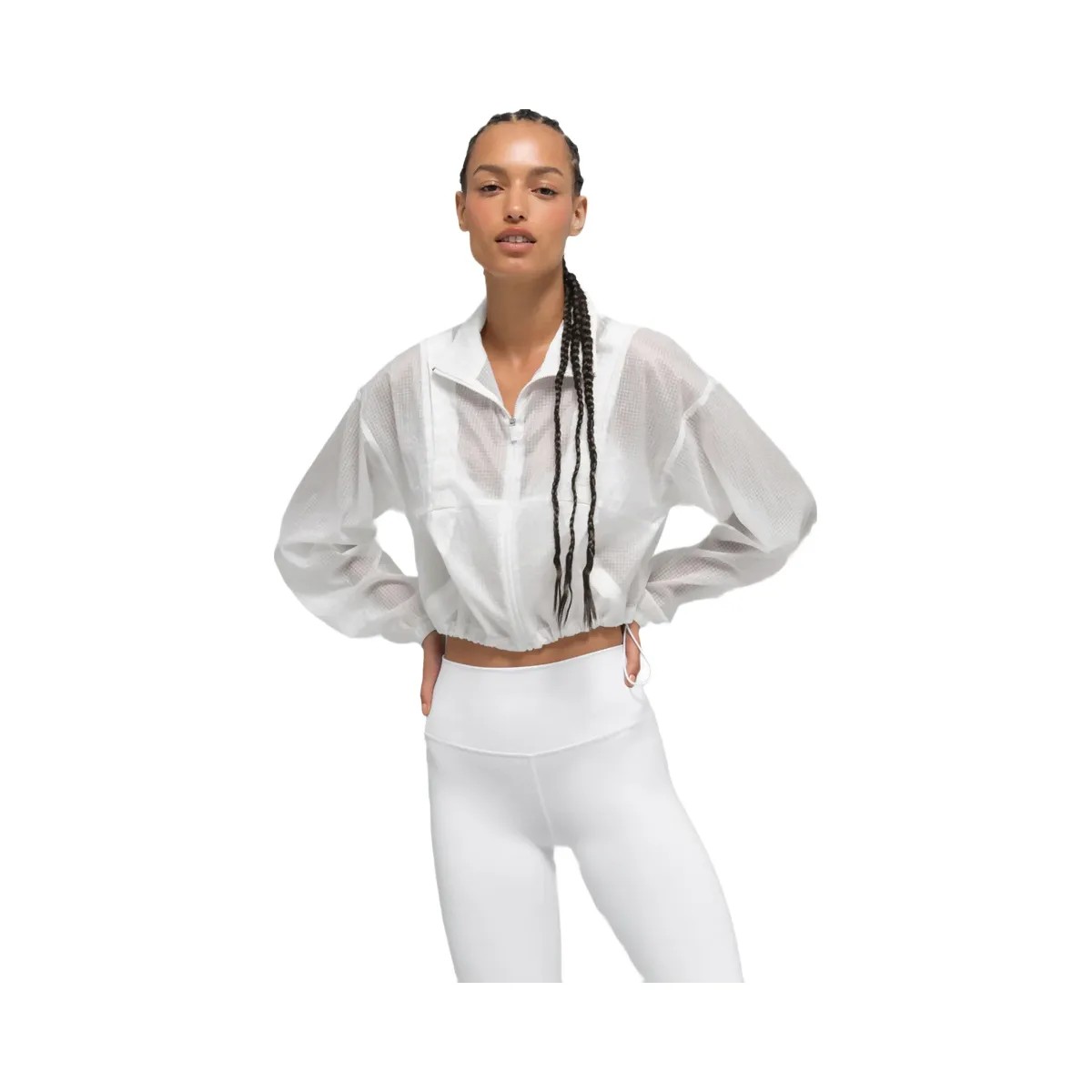Alo Women's Game Time Full Zip Jacket - White - HypeFly India View 1