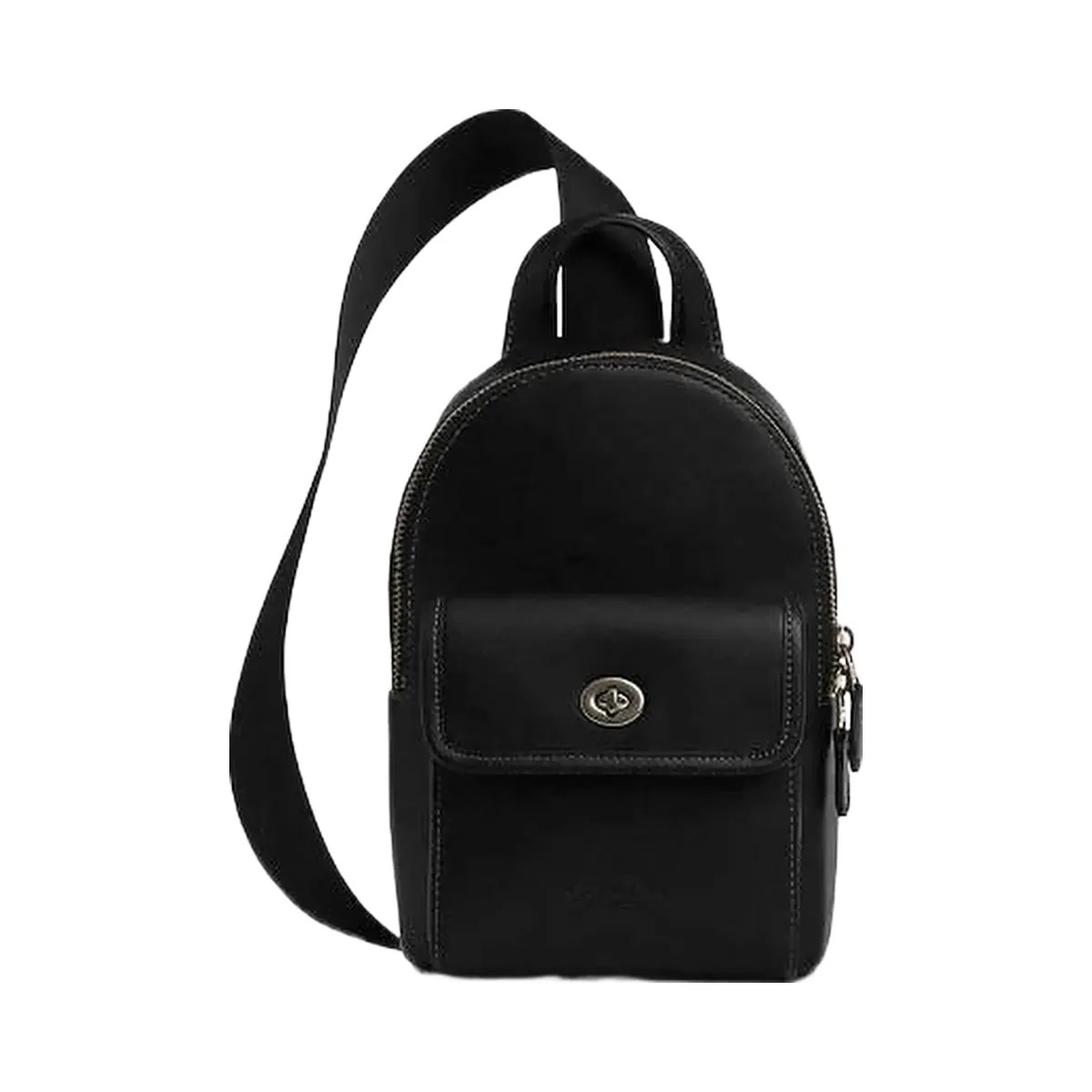Coach Small Turnlock Sling Pack Smooth Leather-Gunmetal-Black - HypeFly India View 1