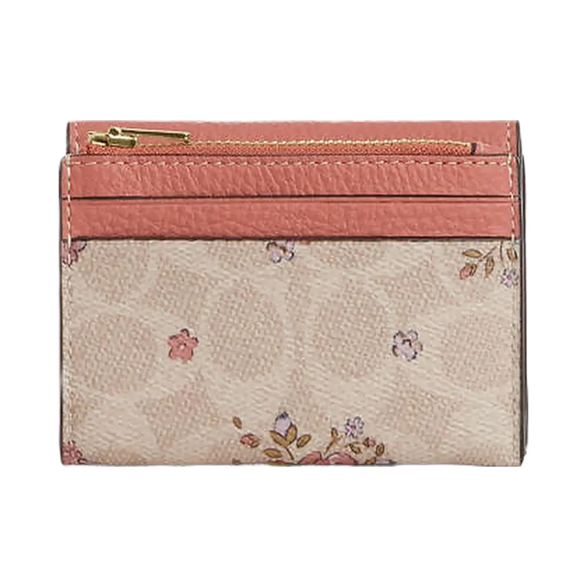 Coach Card Holder Wallet In Signature Canvas With Floral Print Gold-Sand Multi - HypeFly India View 2