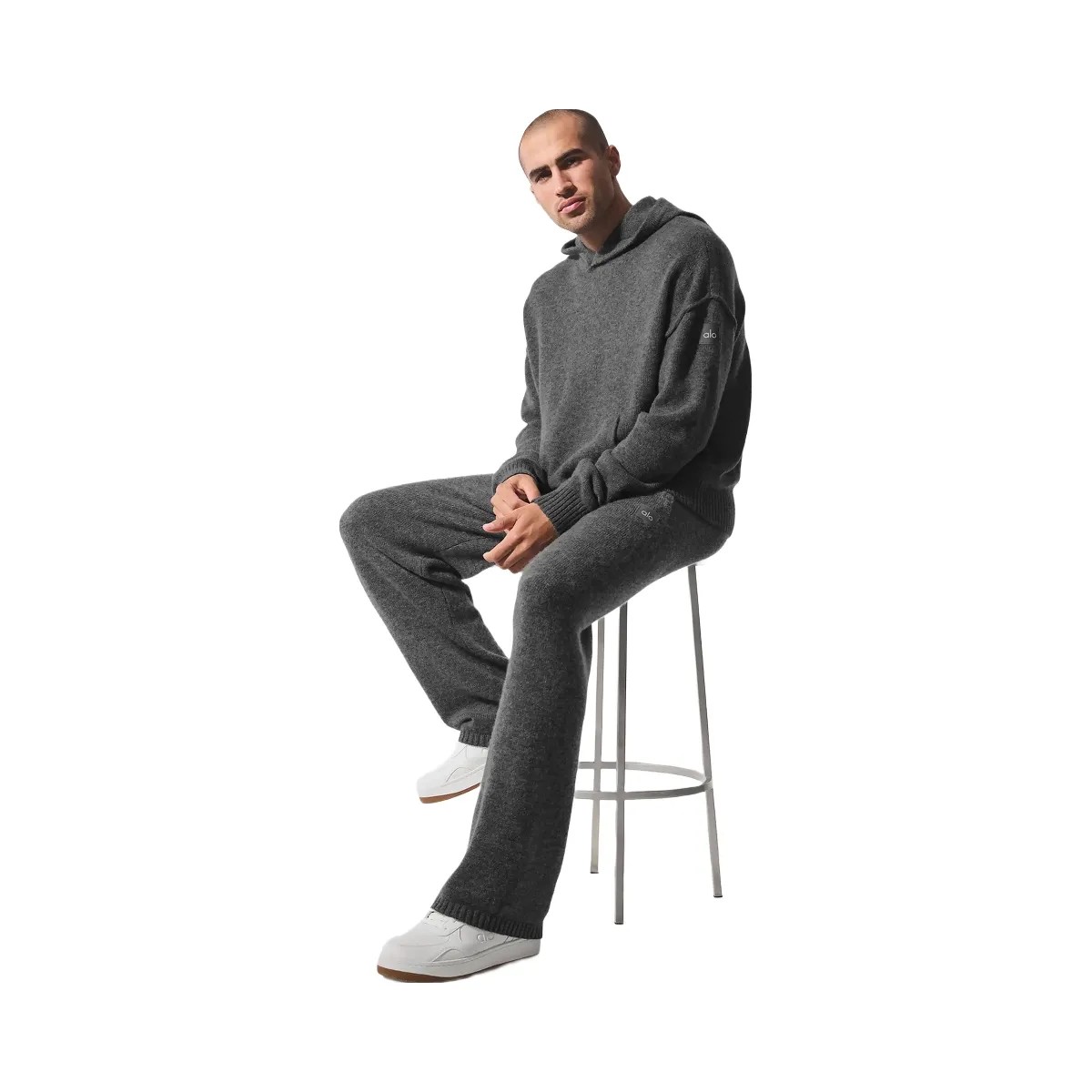 Alo Men's Wool Cashmere New Class Sweatpant - Platinum Grey - HypeFly India View 6