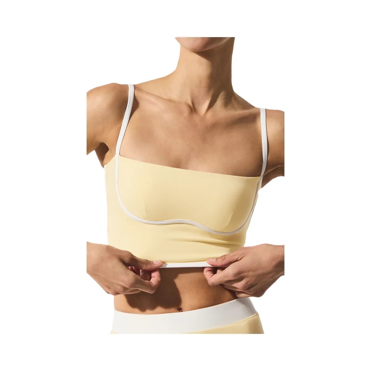 Alo Women's Airbrush Streamlined Bra Tank - Warm Butter/White - HypeFly India View 4