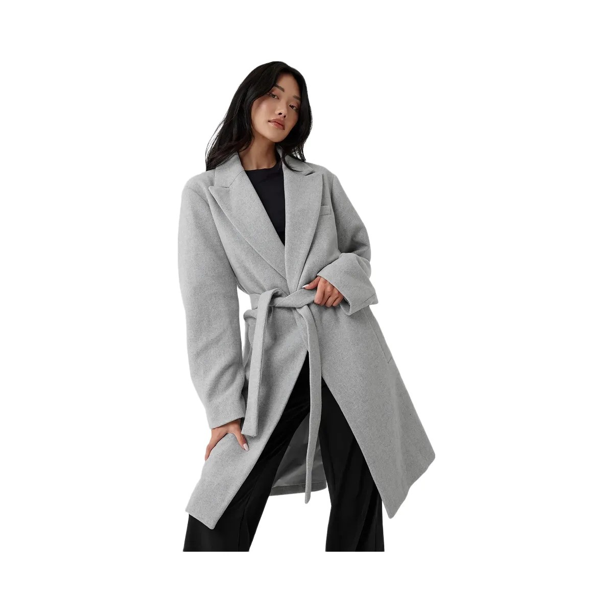 Alo Women's Wool Gameday Overcoat - Athletic Heather Grey - HypeFly India View 5