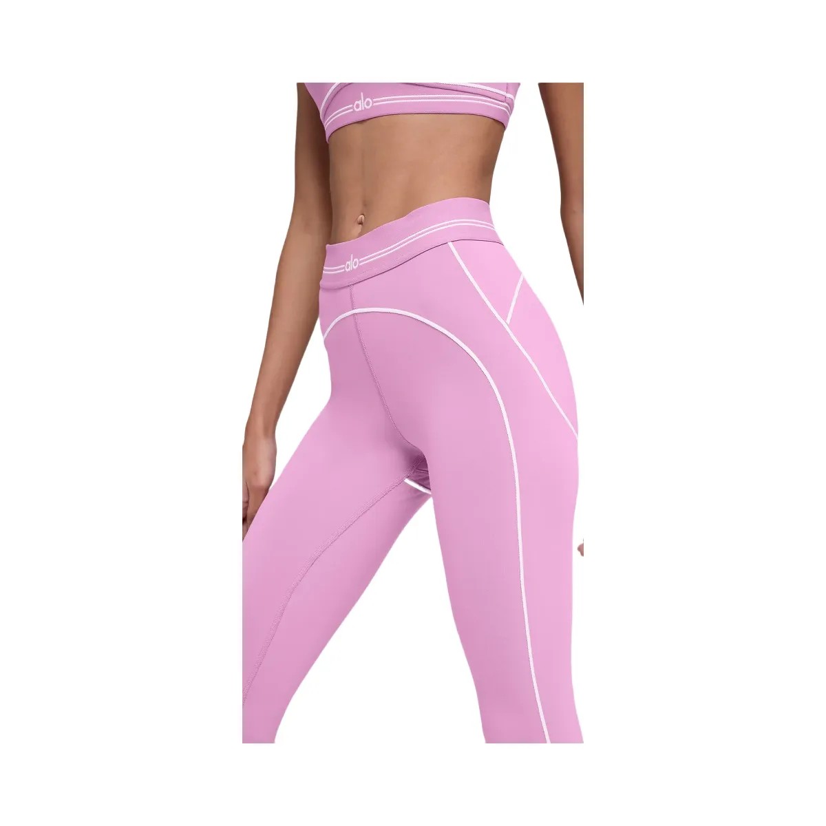 Alo Women's Airbrush High-Waist 7/8 Heart Throb Legging - Candy Heart Pink/White - HypeFly India View 2