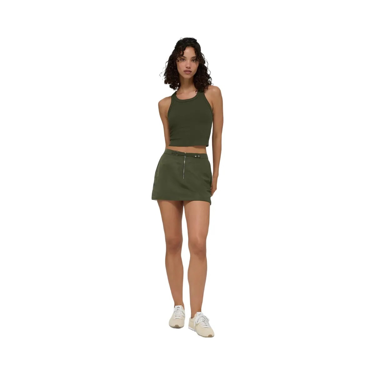 Alo Women's Work It Mini Skirt - Green Olive - HypeFly India View 5