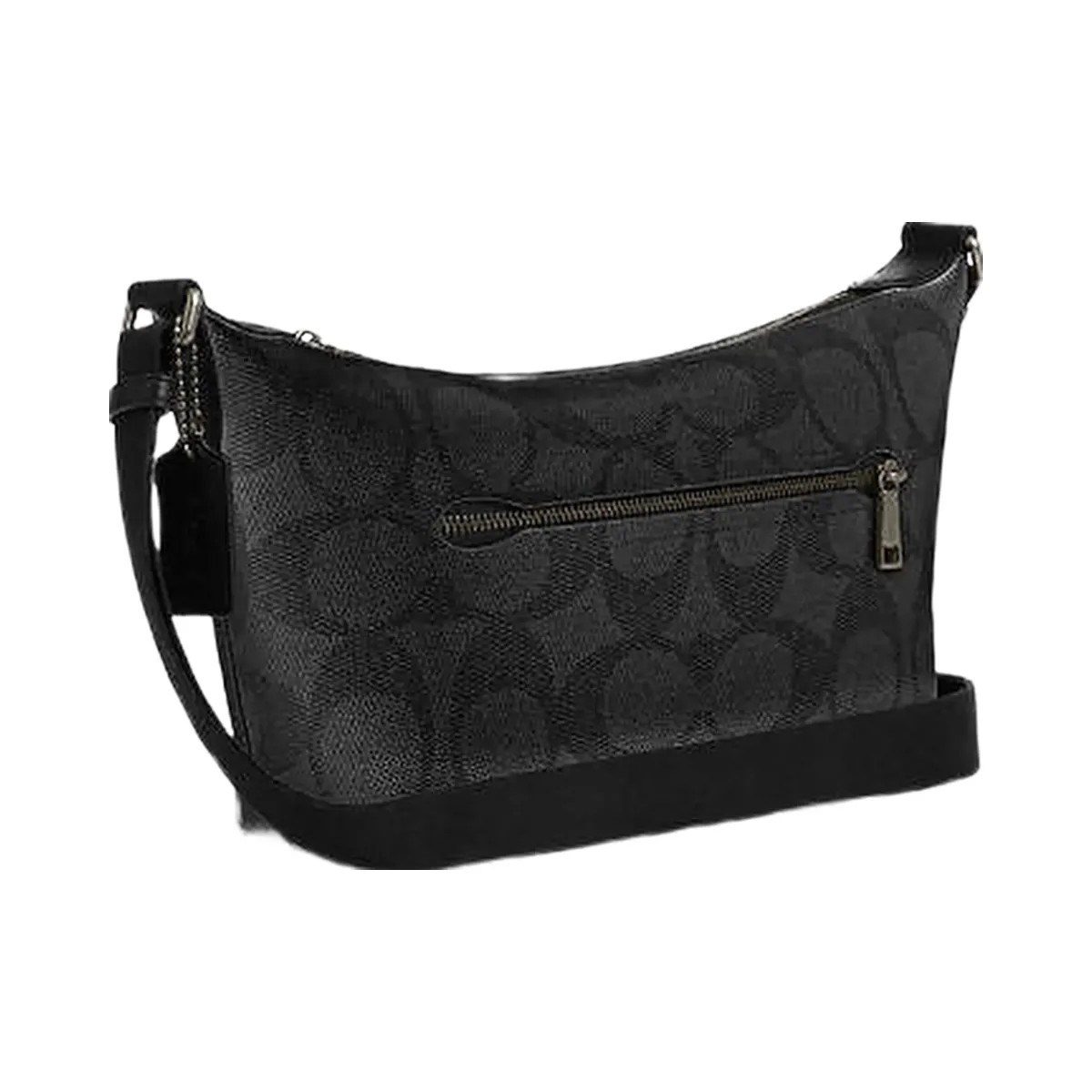 Coach Small Finn Crossbody Bag With Pouch In Maxi Signature Canvas Signature Canvas-Gunmetal-Charcoal-Black - HypeFly India View 4