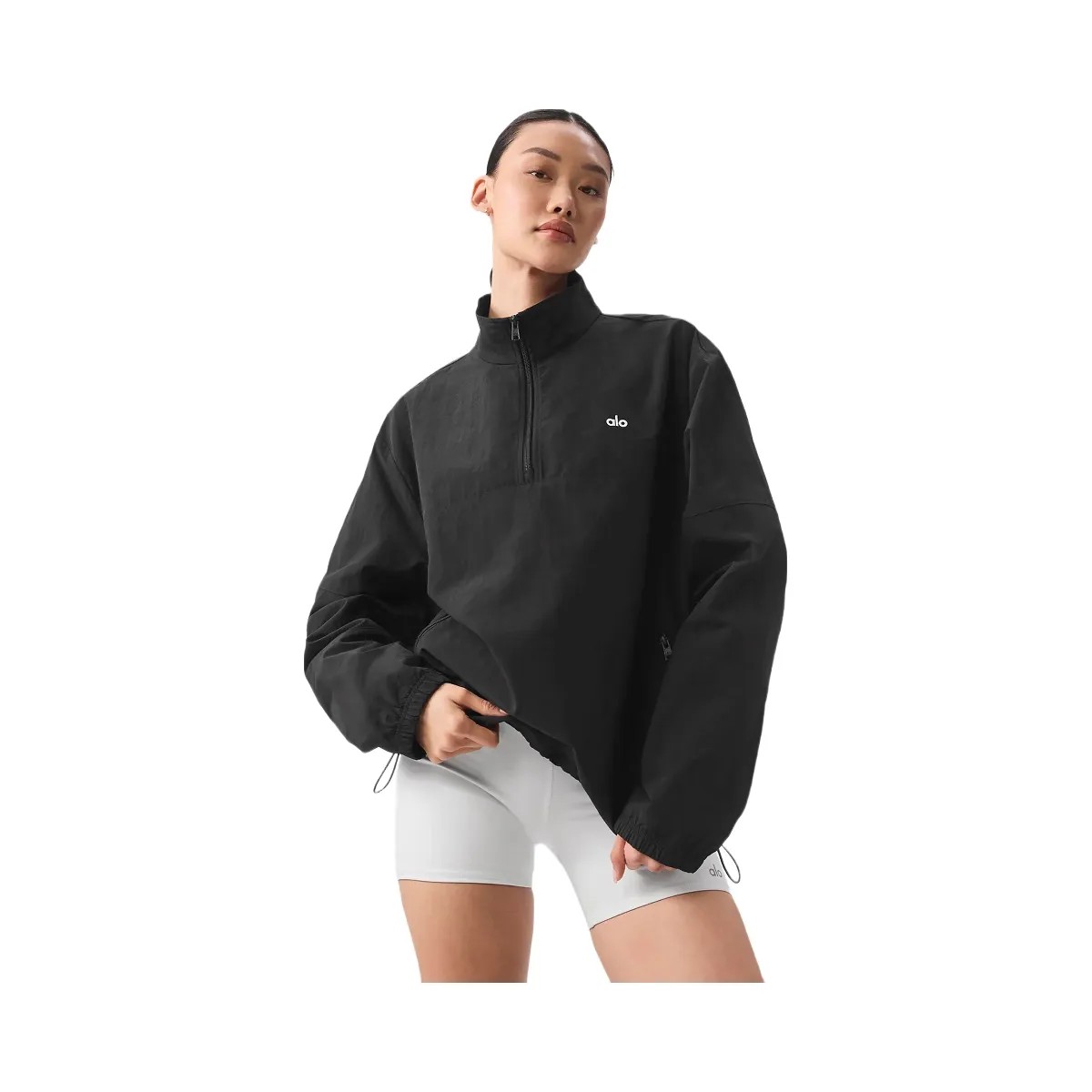 Alo Women's Light Weight Takeaway Track Pullover - Black - HypeFly India View 1