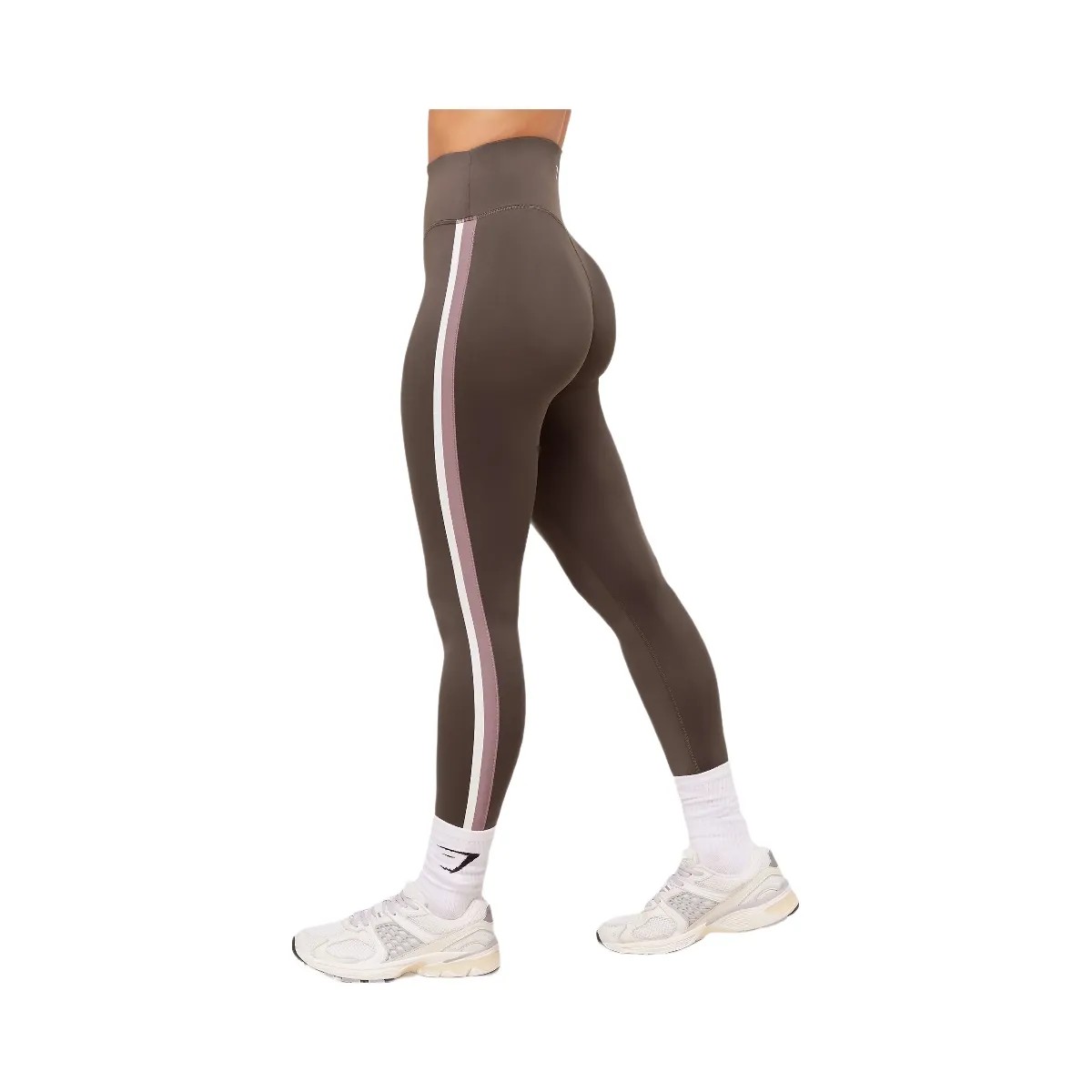 Gymshark Piping Legging - Walnut Brown/Chestnut Pink/Soft White - HypeFly India View 2