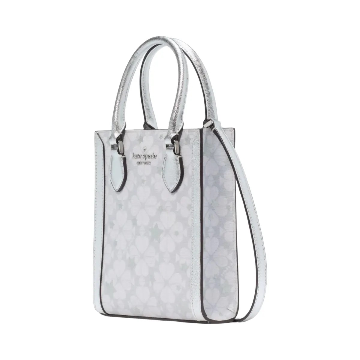 Kate Spade Flower Star Toss Small Tote Platinum Grey Multi - HypeFly India View 3