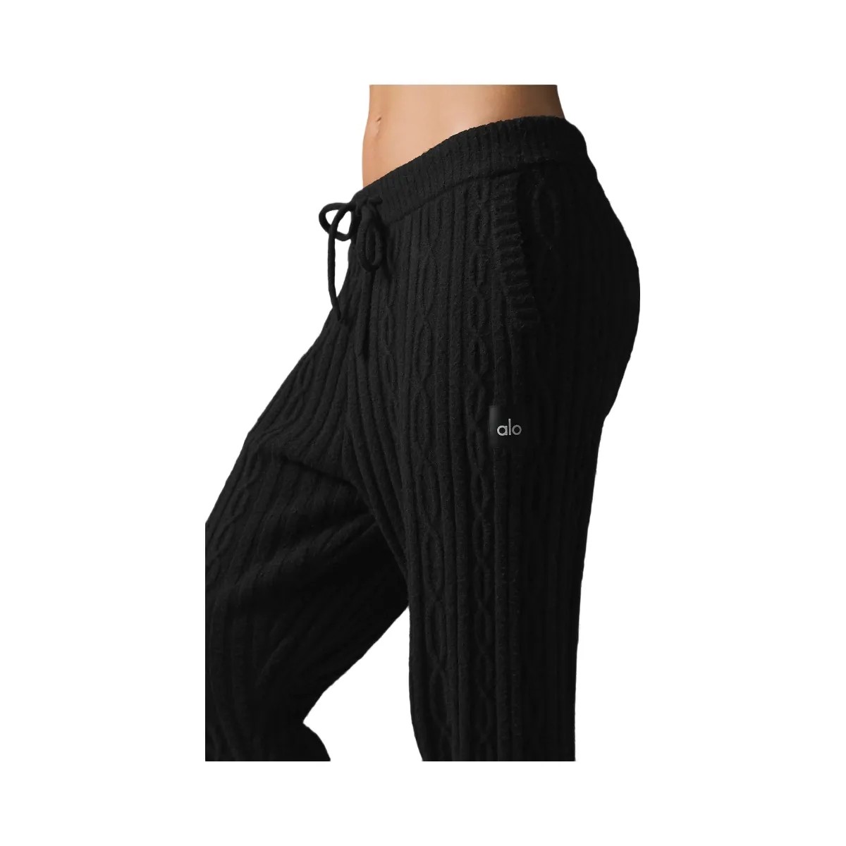 Alo Women's Cable Knit Winter Bliss Pant - Black - HypeFly India View 4