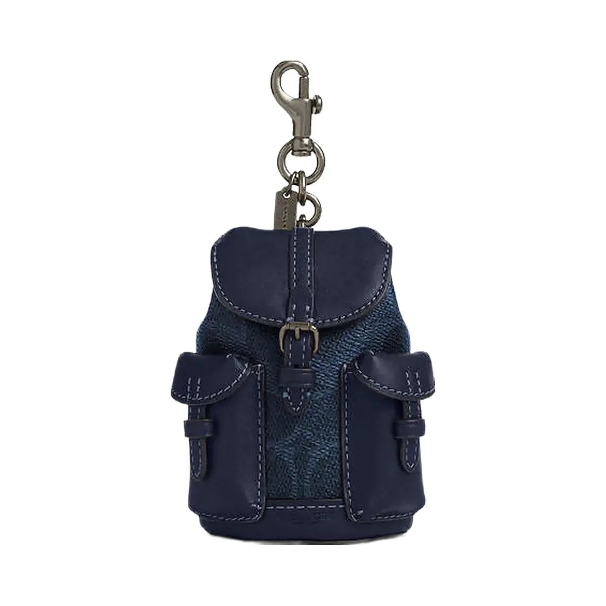 Coach Mini Warner Backpack Bag Charm In Signature Canvas Signature Canvas-Gunmetal-Denim-Midnight Navy - HypeFly India View 1