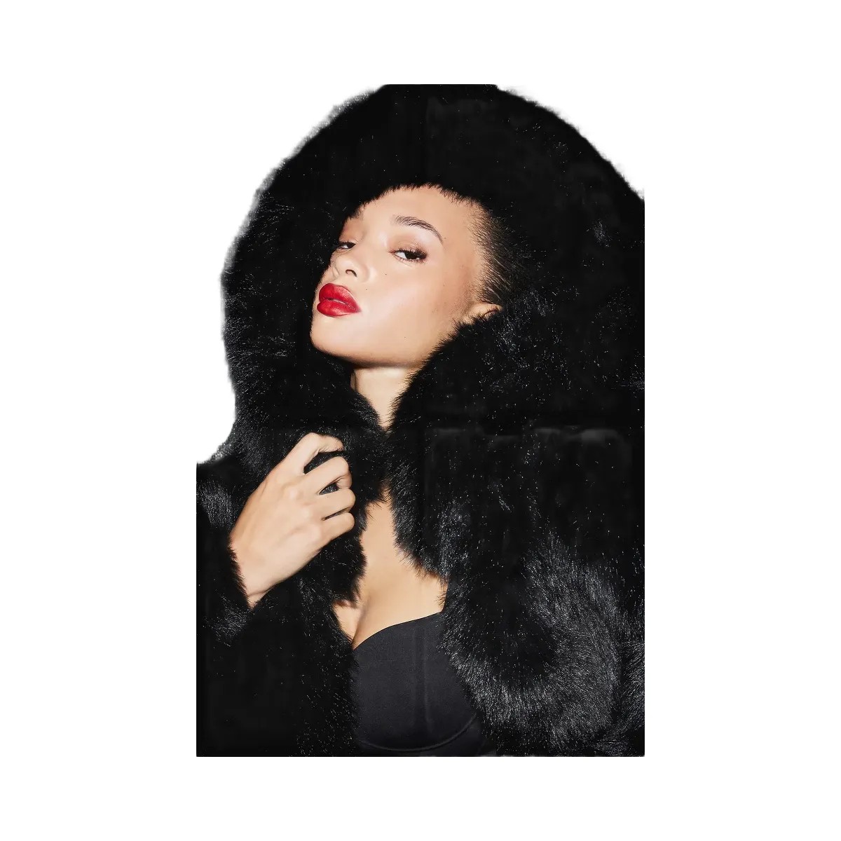 Alo Women's Opulent Faux Fur Statement Jacket - Black - HypeFly India View 4