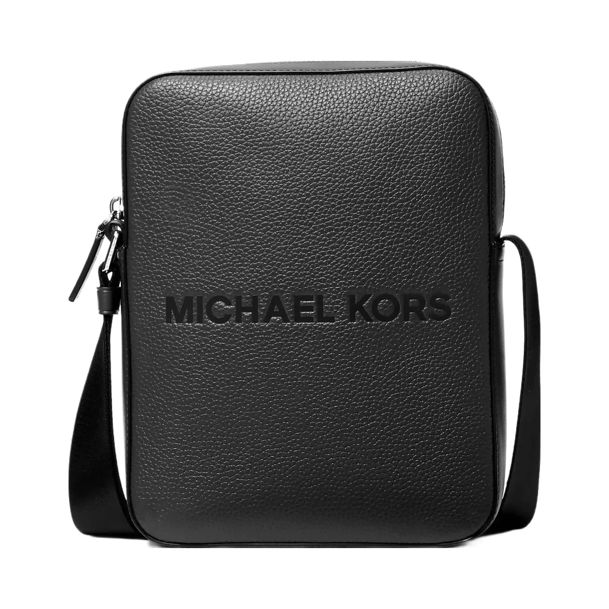 Michael Kors Cooper Logo Embossed Pebbled Leather Messenger Bag Black - HypeFly India View 1