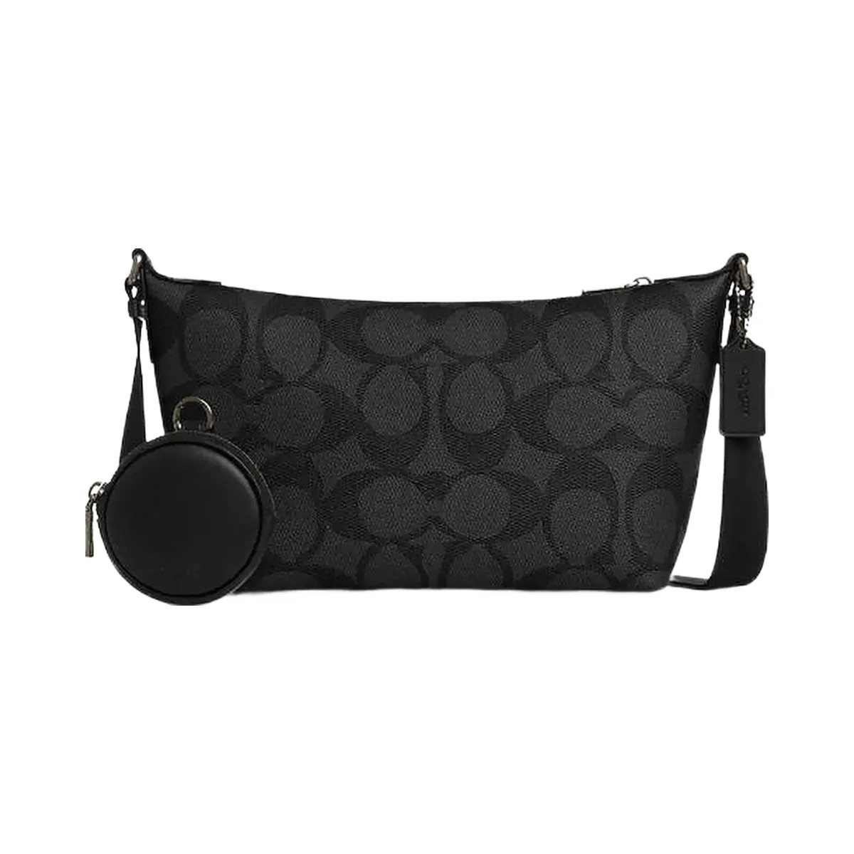 Coach Small Finn Crossbody Bag With Pouch In Maxi Signature Canvas Signature Canvas-Gunmetal-Charcoal-Black - HypeFly India View 1