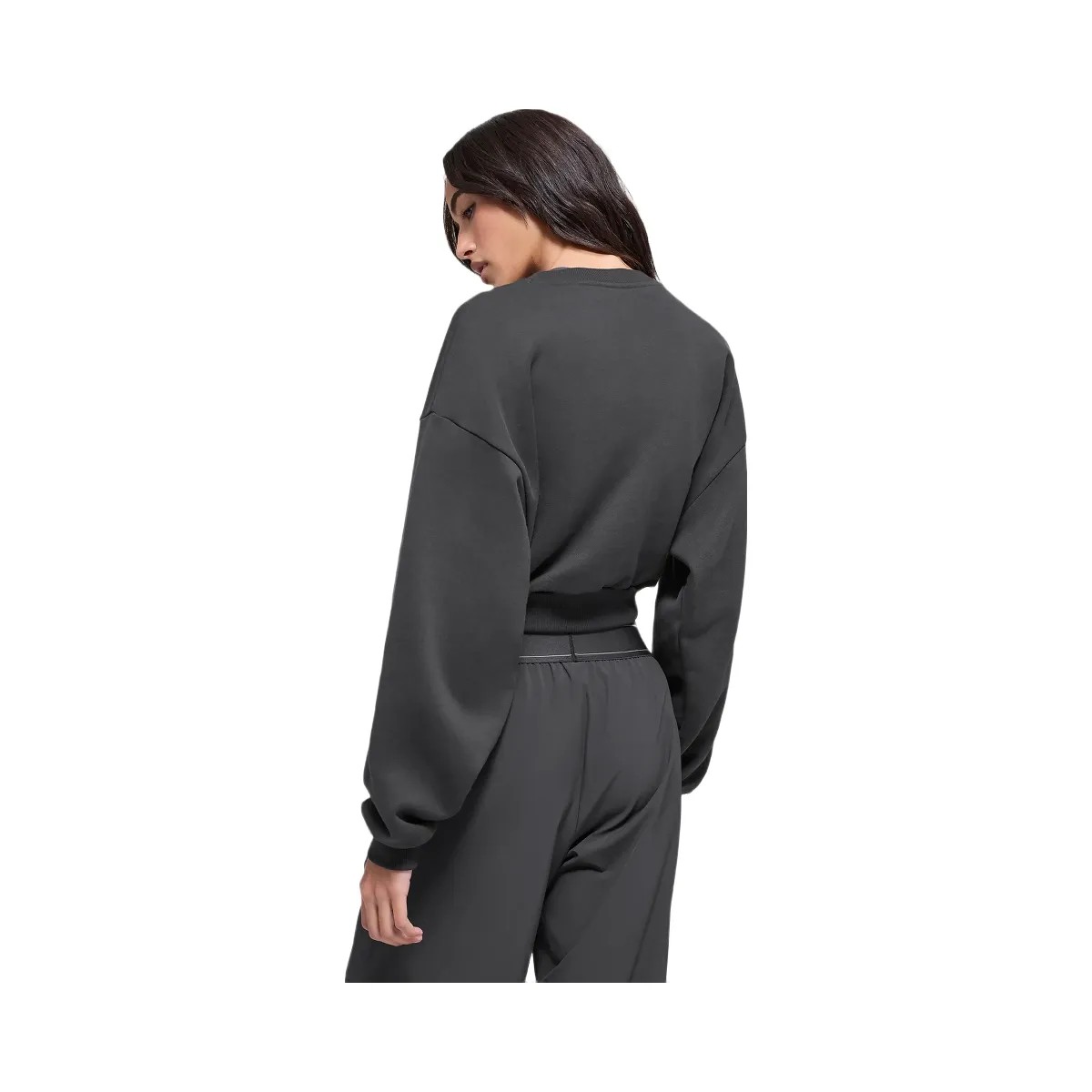 Alo Women's Cropped Accolade Crewneck - Anthracite - HypeFly India View 3