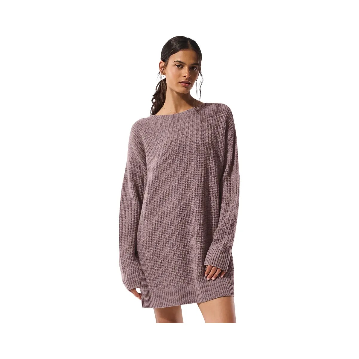 Alo Women's Cashmere Plush Waffle Dress - Mushroom Heather - HypeFly India View 1