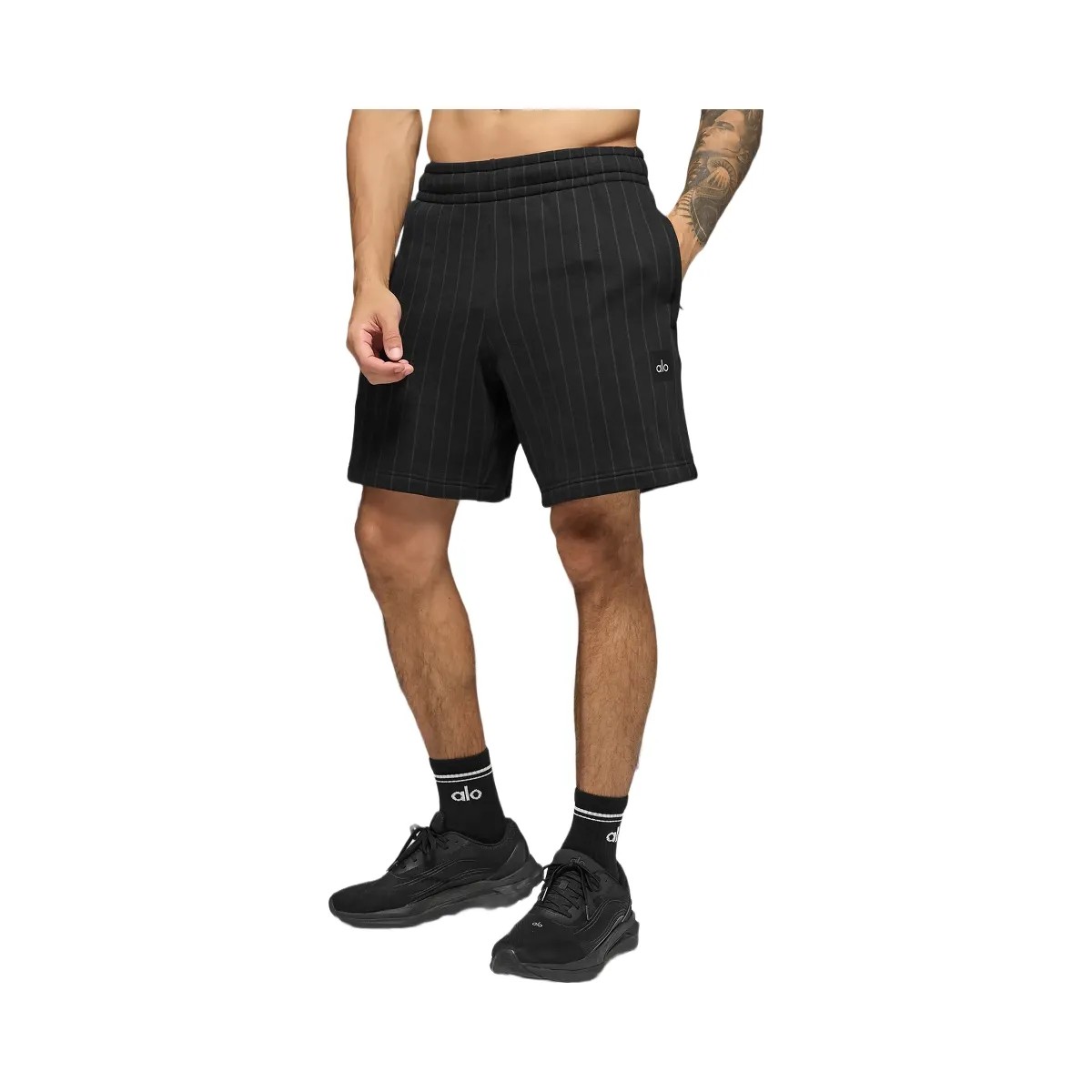 Alo Men's 7" Pinstripe Short - Black Pinstripe - HypeFly India View 3