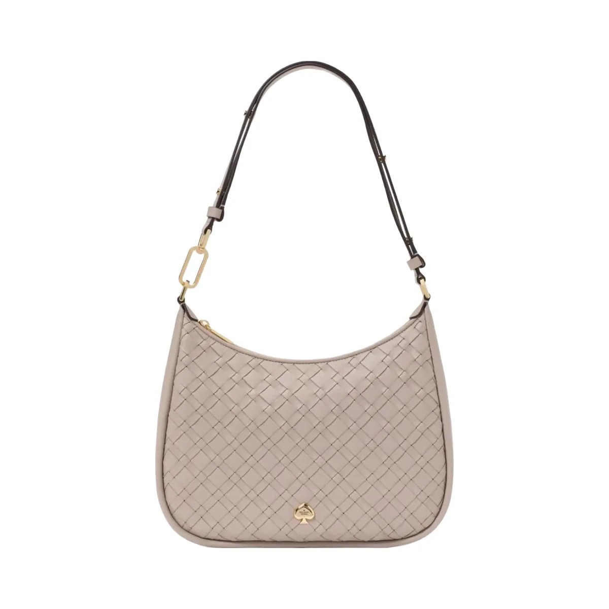 Kate Spade Kayla Woven Leather Large Shoulder Bag Cozy Grey - HypeFly India View 1