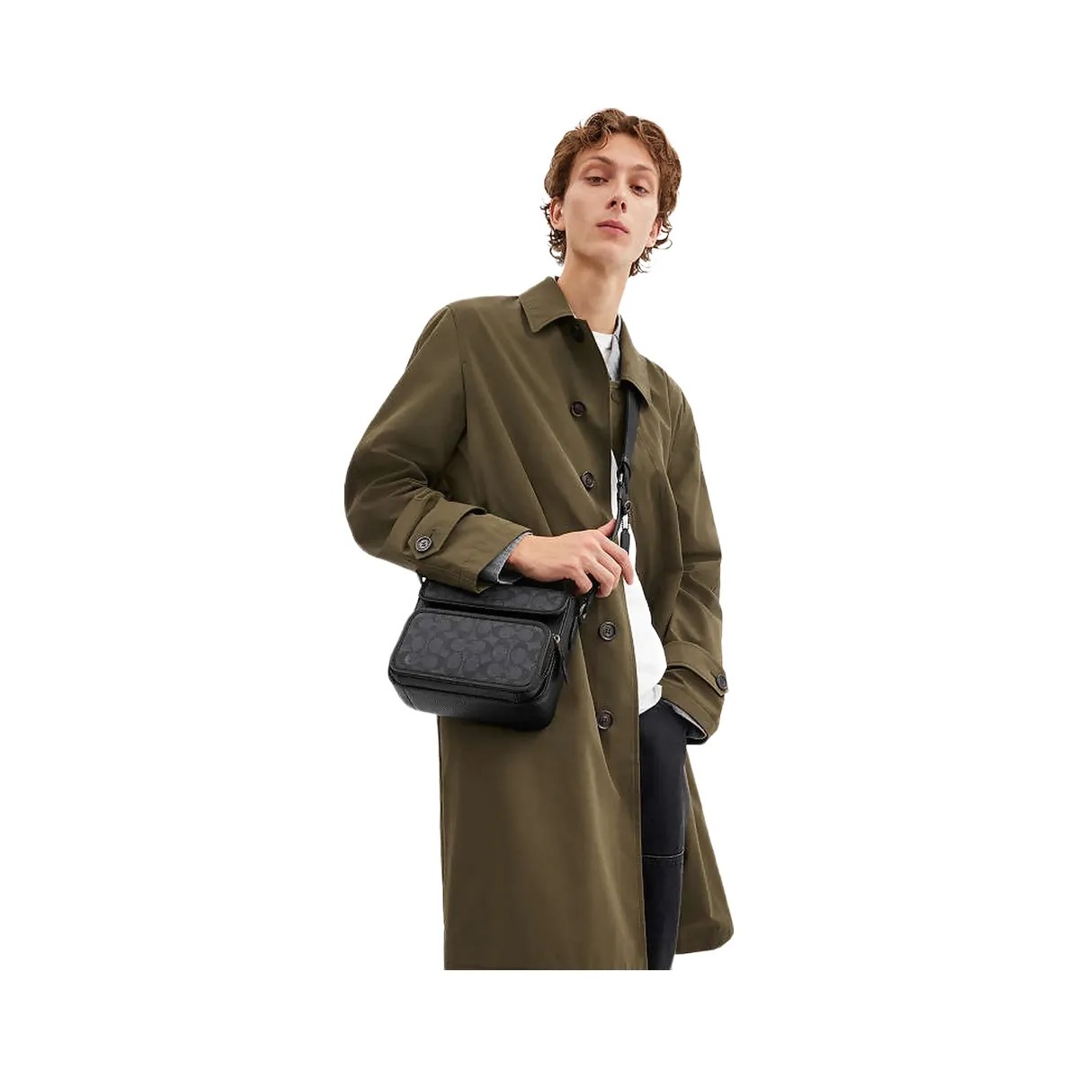 Coach Sullivan Flap Crossbody Bag In Signature Canvas Signature Canvas-Gunmetal-Charcoal-Black - HypeFly India View 2