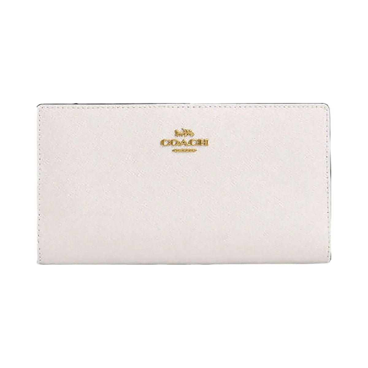 Coach Slim Zip Wallet Crossgrain Leather-Gold-Chalk - HypeFly India View 3