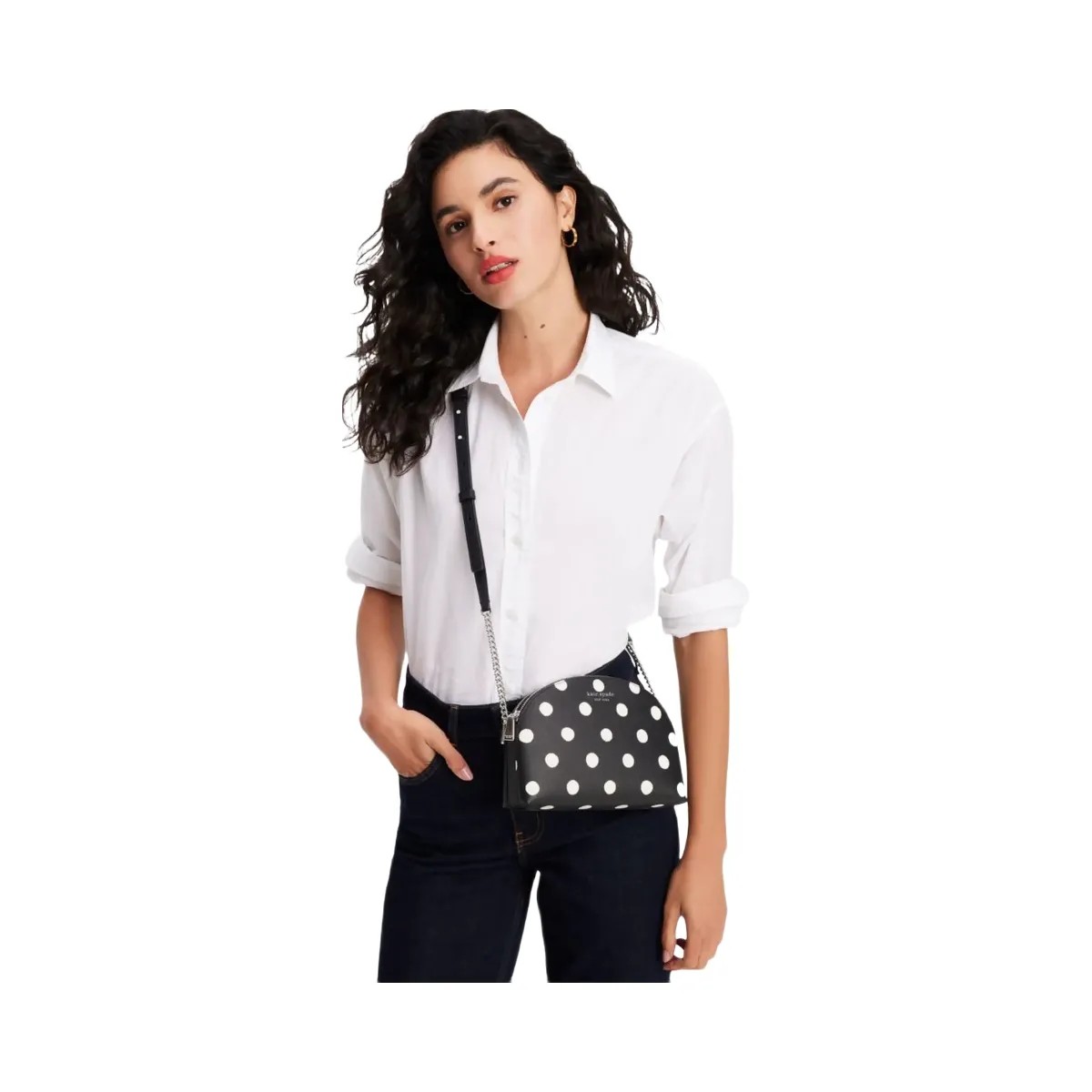 Kate Spade Morgan Sunshine Dot Double zip Dome Crossbody Black Multi - HypeFly India View 2