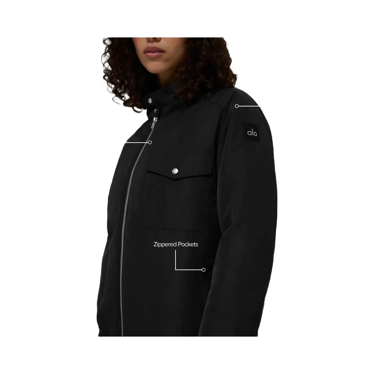 Alo Women's Work It Bomber - Black - HypeFly India View 2