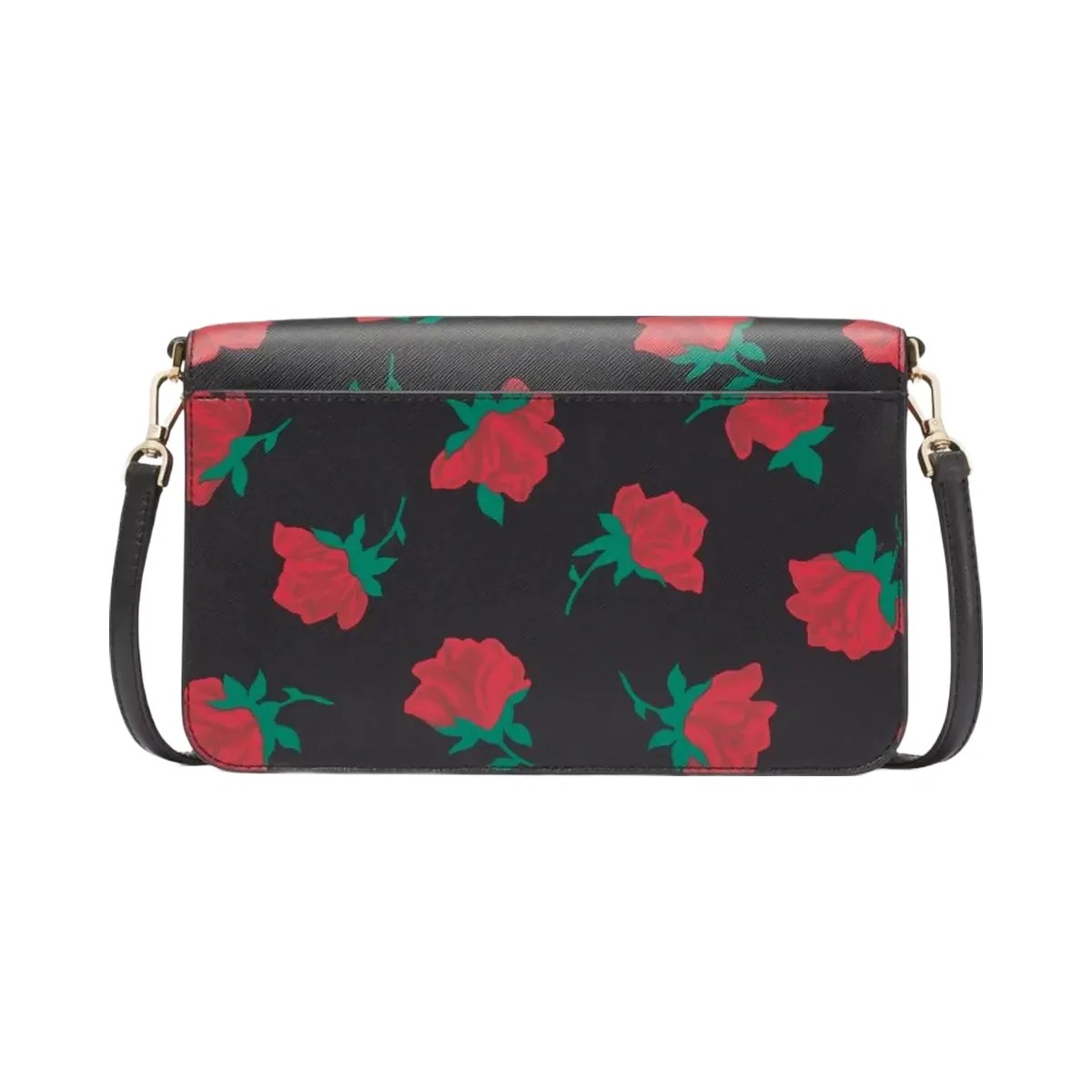 Kate Spade Madison Rose Toss Printed Flap Crossbody Black Multi - HypeFly India View 5