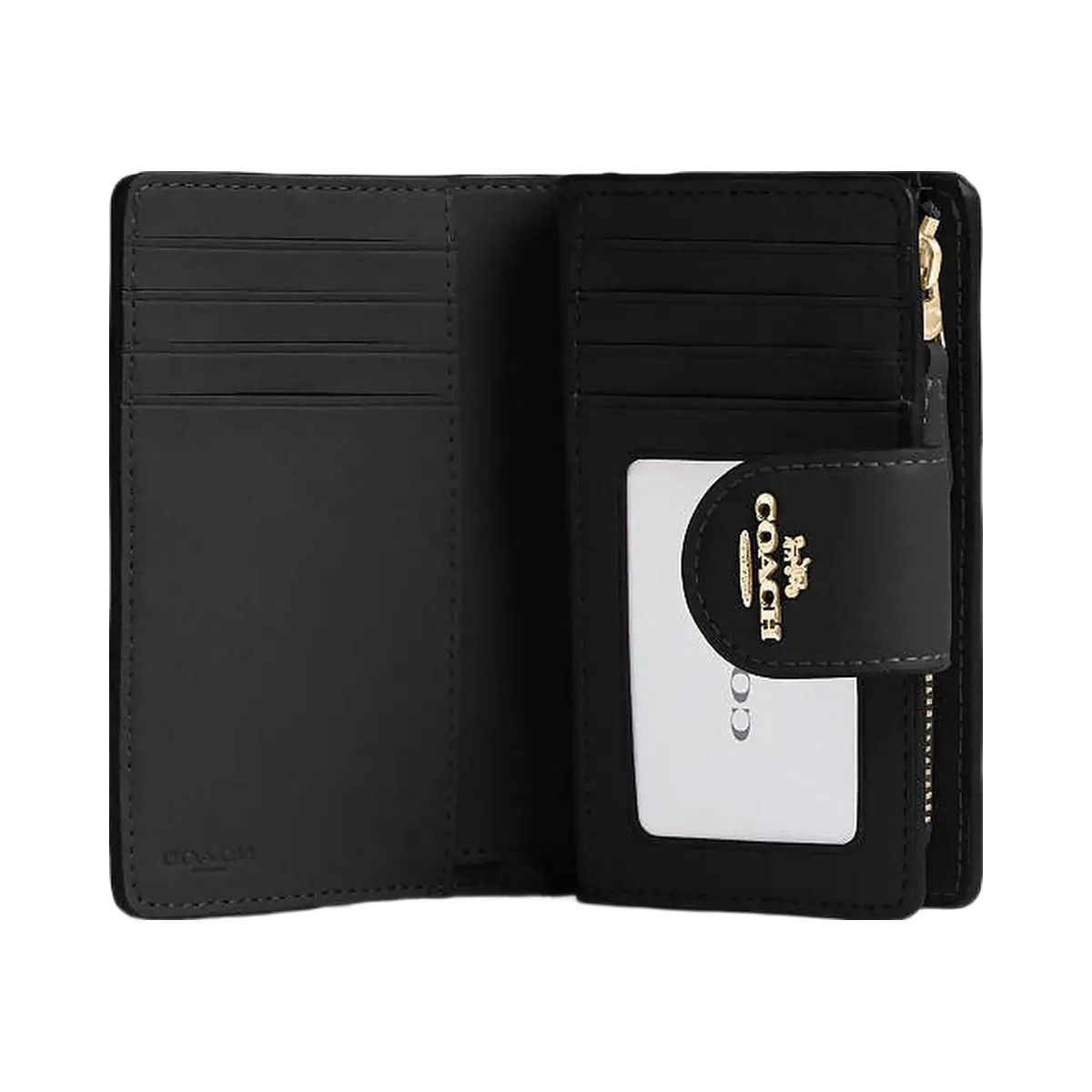 Coach Medium Corner Zip Wallet In Signature Canvas Signature Canvas-Gold-Tan-Black - HypeFly India View 2