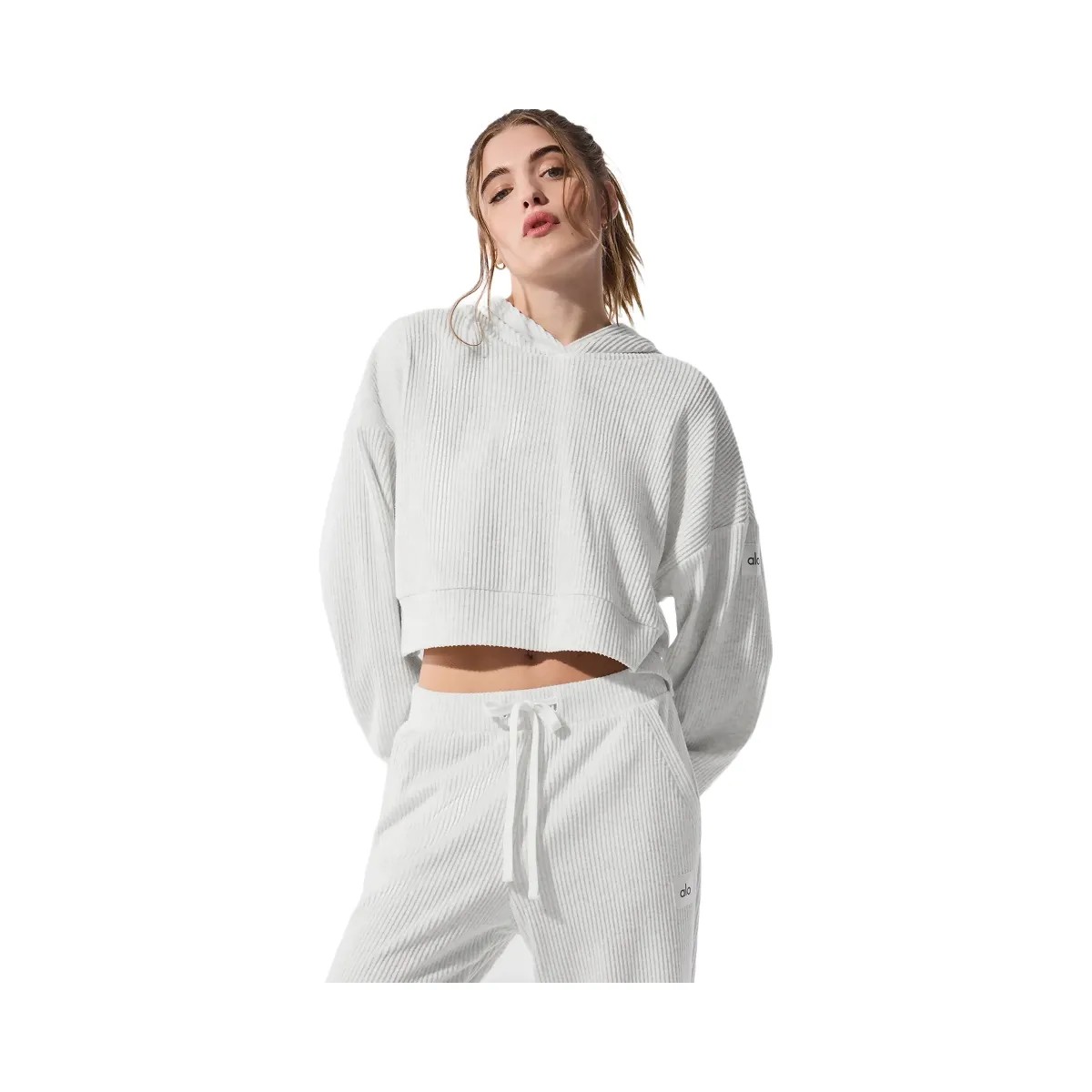 Alo Women's Muse Hoodie - White Heather - HypeFly India View 1