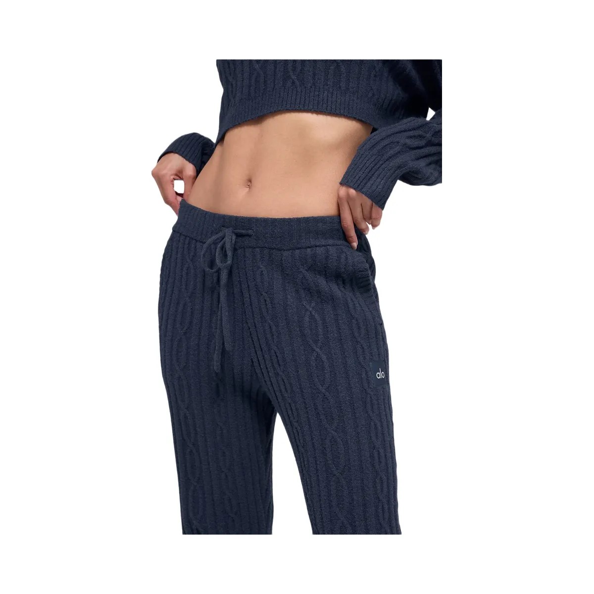 Alo Women's Cable Knit Winter Bliss Pant - Navy - HypeFly India View 3