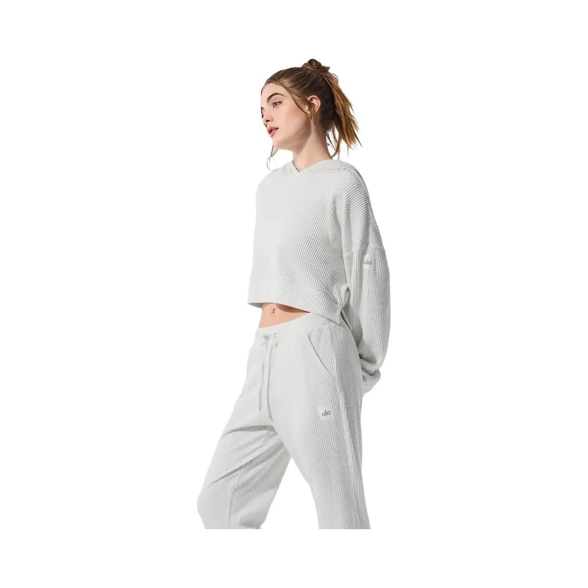 Alo Women's Muse Hoodie - White Heather - HypeFly India View 2