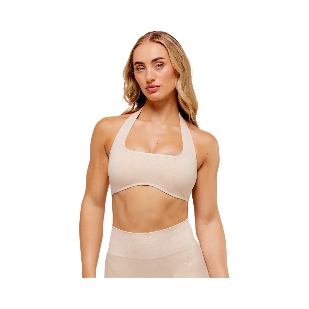 Gymshark Adapt Fleck x Whitney Halterneck Sports Bra - Coconut White - HypeFly India View 4