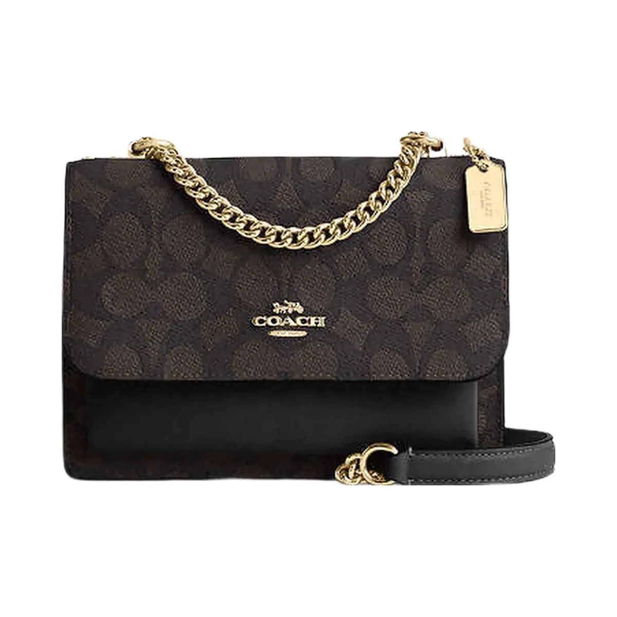 Coach Mini Klare Crossbody Bag In Signature Canvas Signature Canvas-Gold-Walnut-Black - HypeFly India View 1