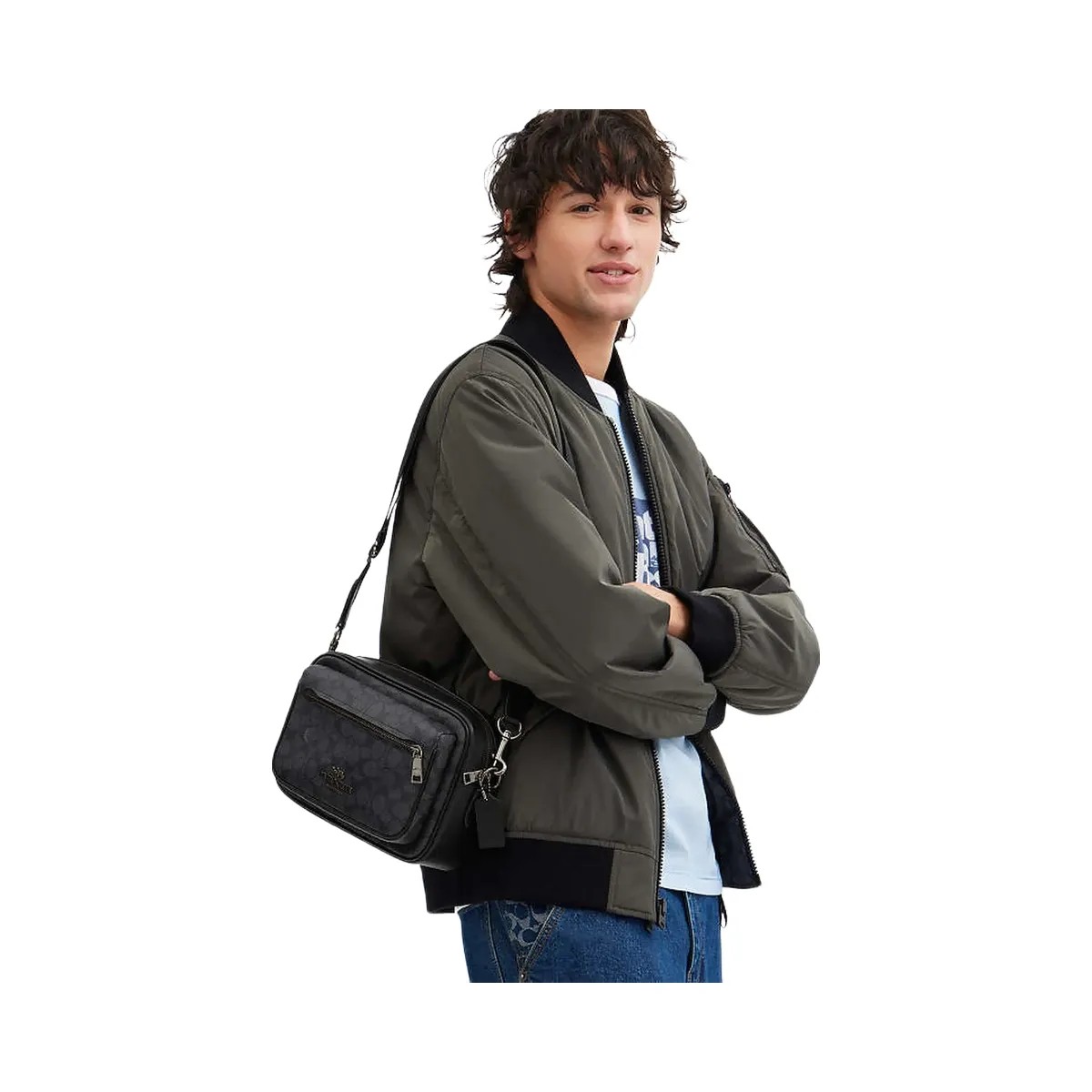 Coach Elias Crossbody In Signature Canvas Signature Canvas-Gunmetal-Charcoal-Black - HypeFly India View 2