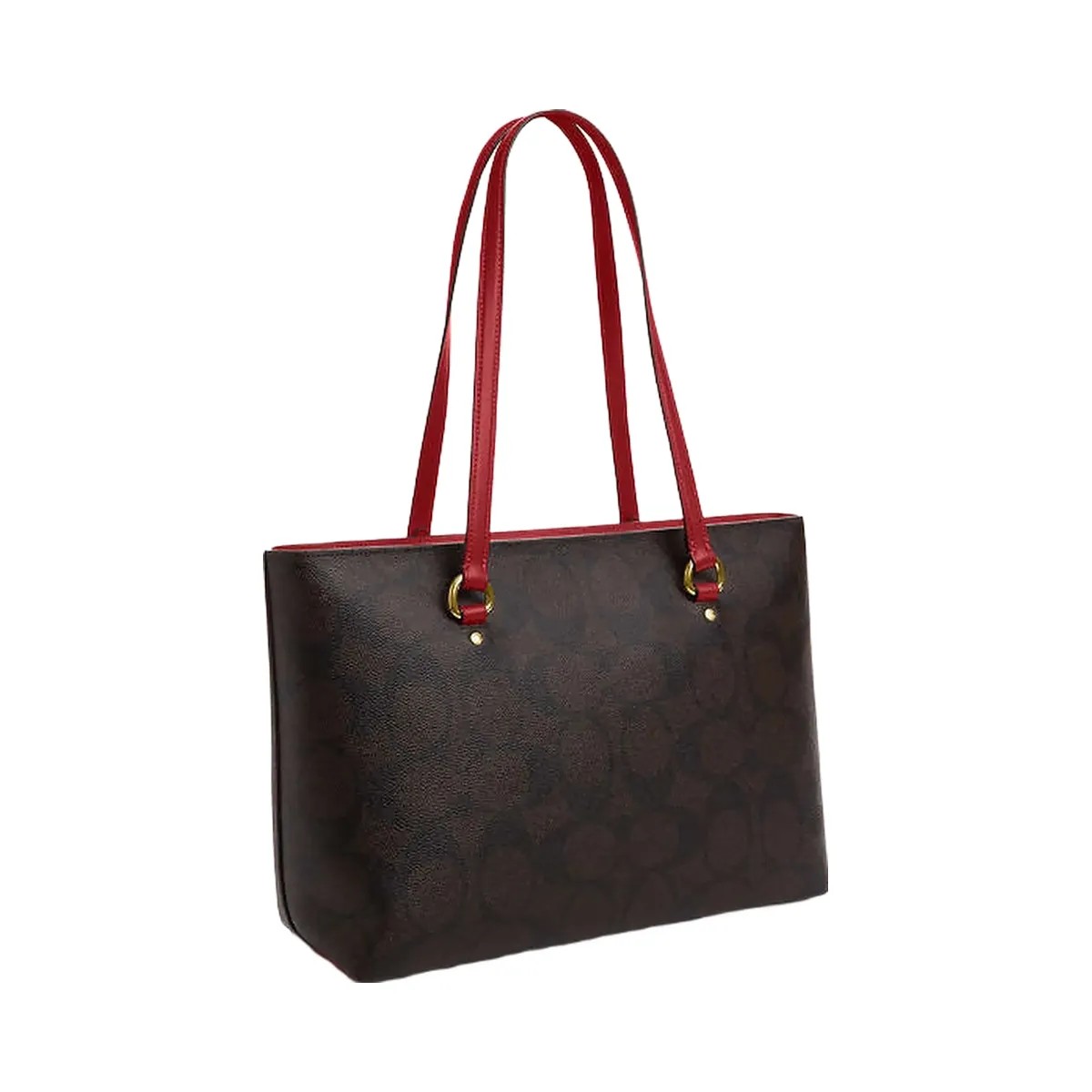 Coach Station Tote Bag In Maxi Signature Canvas Signature Canvas-Im-Walnut-True Red - HypeFly India View 3