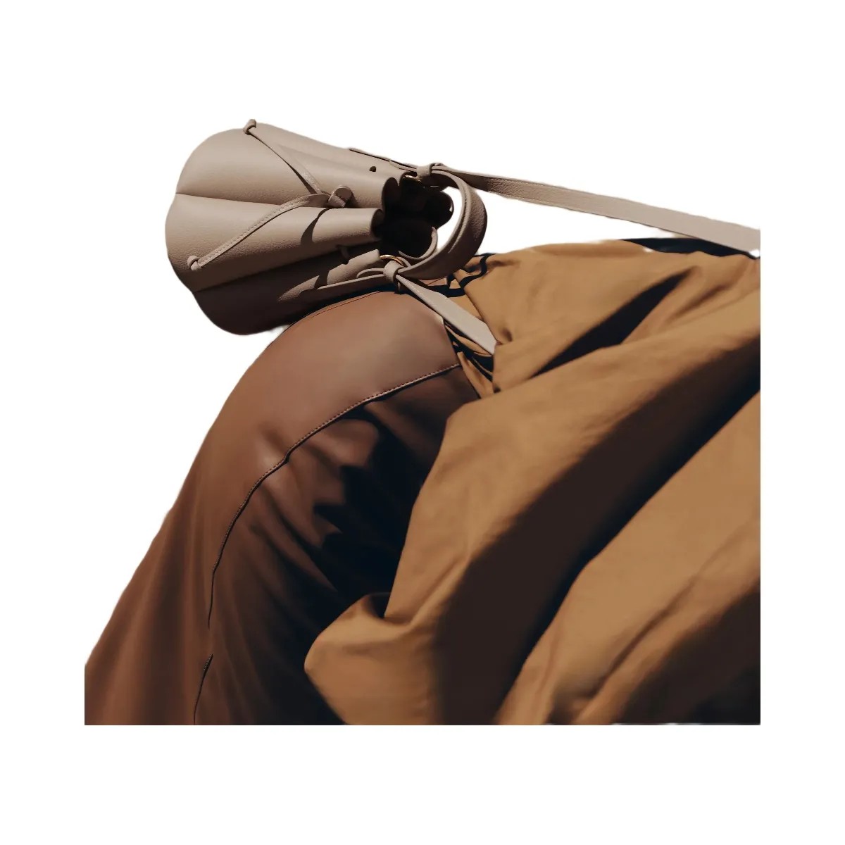 Polene Numero Huit Mini Textured Taupe - HypeFly India View 5