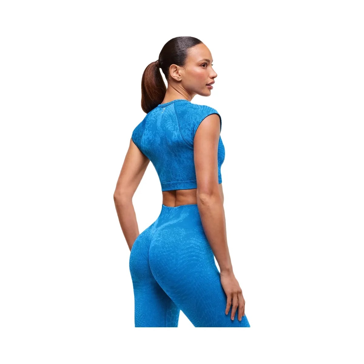 Gymshark Adapt Animal X Whitney Seamless Crop Top - Barbell Blue/Gentle Blue - HypeFly India View 2