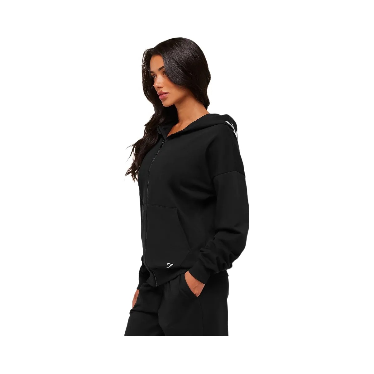 Gymshark Embroidered Zip Up Hoodie - Black - HypeFly India View 3