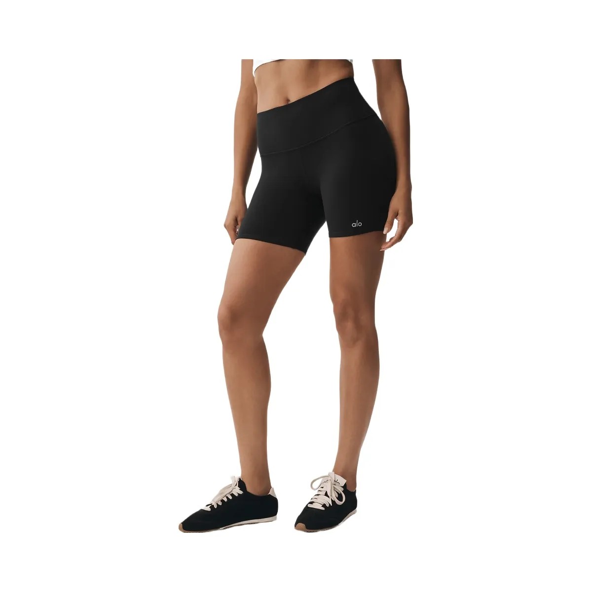 Alo Women's 5" Airbrush High-Waist Biker Short - Black - HypeFly India View 1