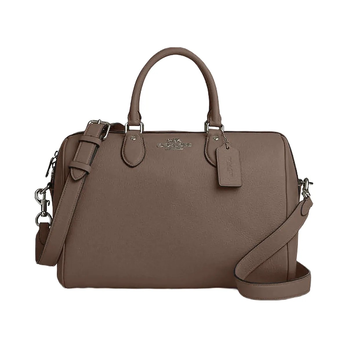 Coach Rowan Large Satchel Bag Pebbled Leather-Qb-Dark Stone - HypeFly India View 1