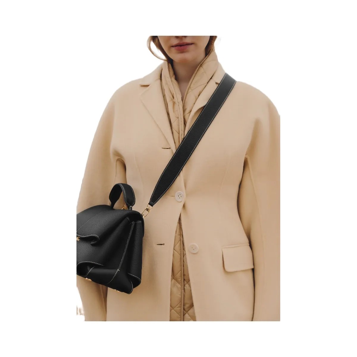 Polene Mokki Textured Black with Ecru Stitching - HypeFly India View 2