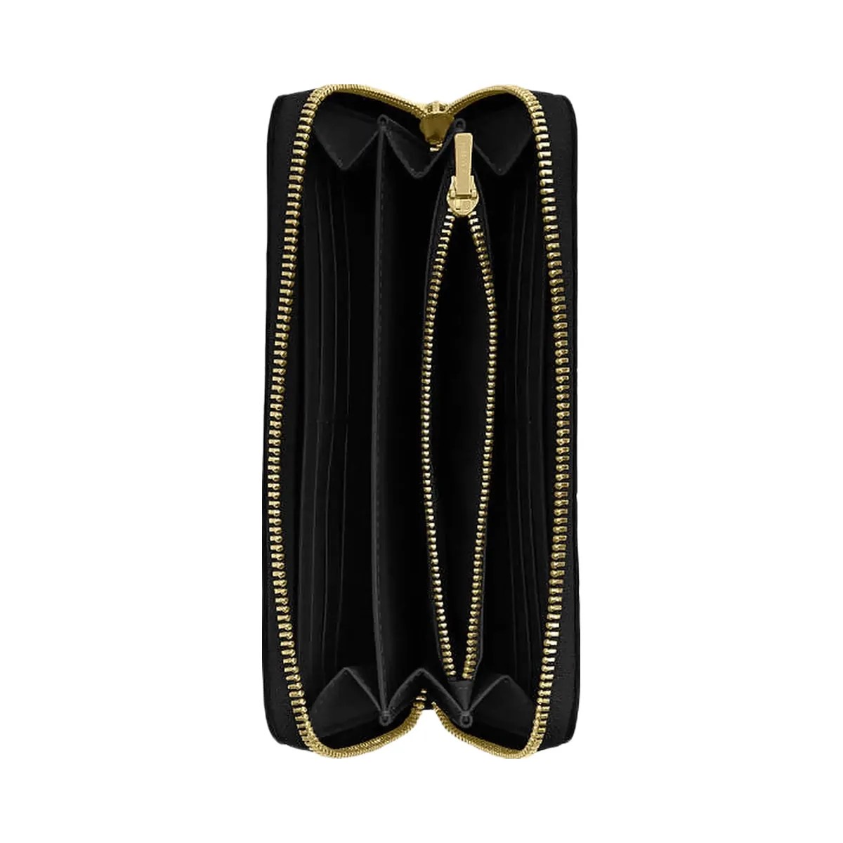 Coach Long Zip Around Wallet In Signature Leather Pebbled Leather-Gold-Black - HypeFly India View 2