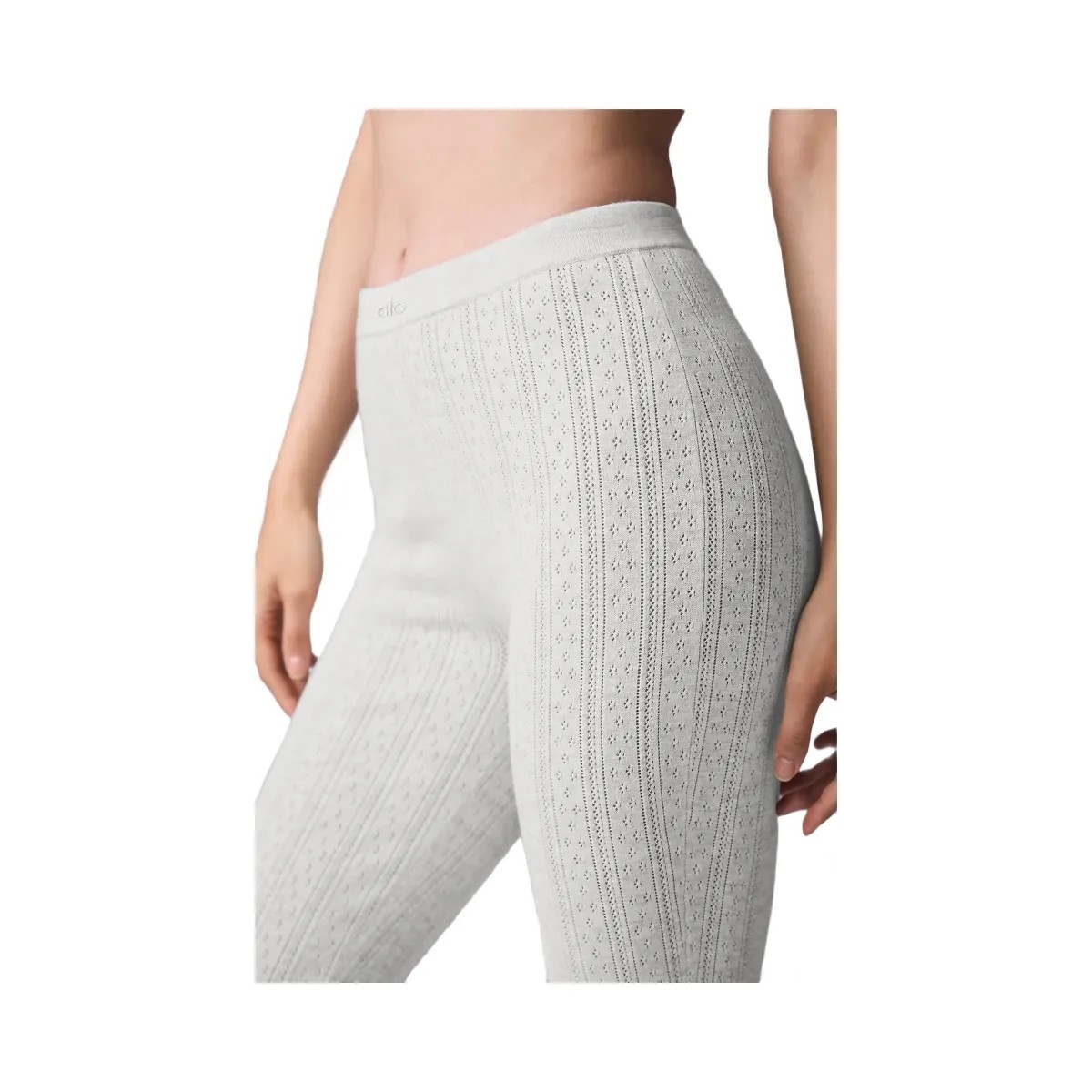 Alo Women's Pointelle Sweater High-Waist Be Mine Legging - Light Grey Heather - HypeFly India View 2