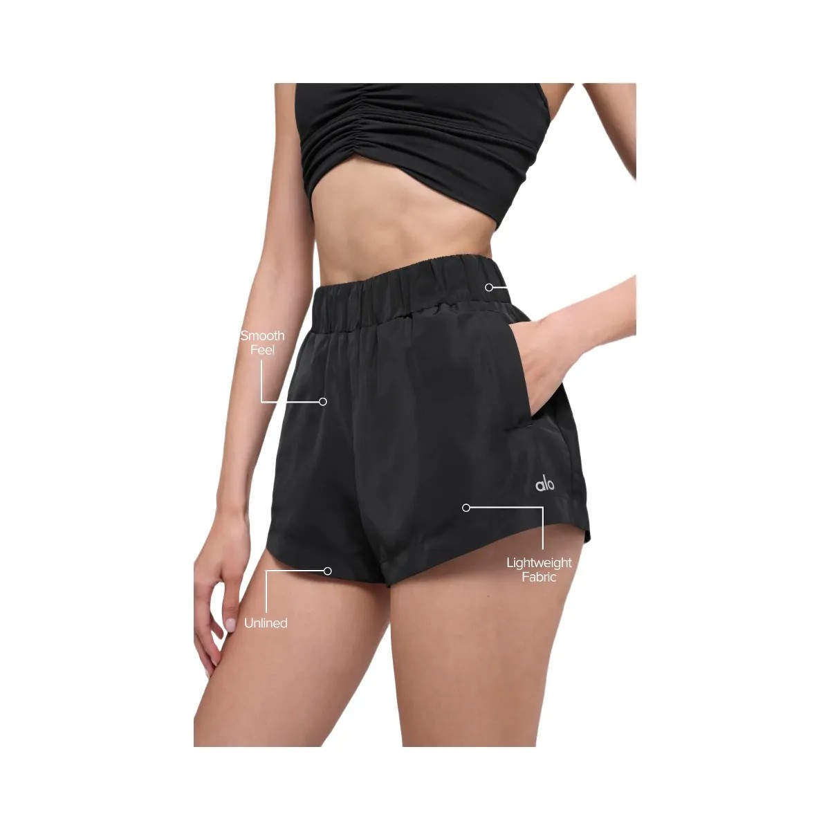 Alo Women's High-Waist Socialite Short - Black - HypeFly India View 2