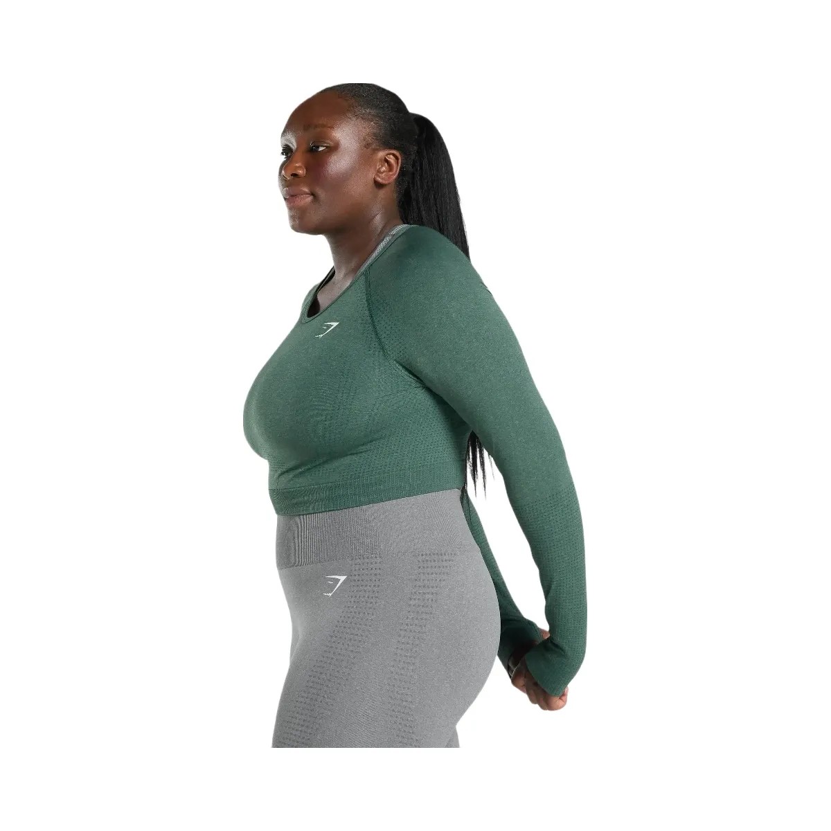 Gymshark Vital Crop Top - Dark Green Marl - HypeFly India View 4